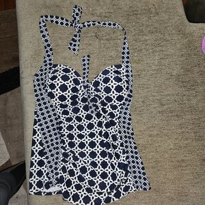 Merona Blue and White Swimsuit